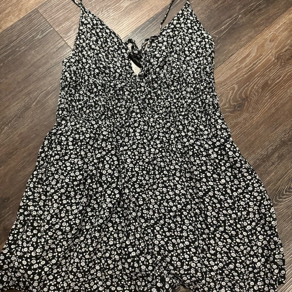 Black and White Floral Romper